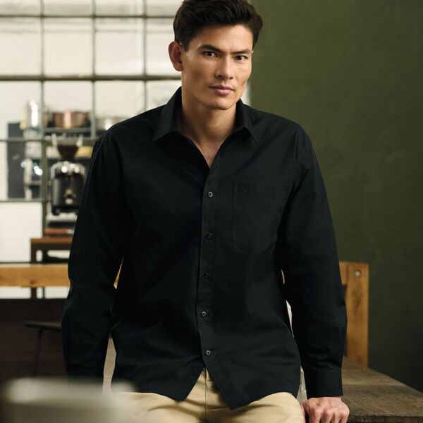 Long sleeve polycotton easycare poplin shirt Thumbnail